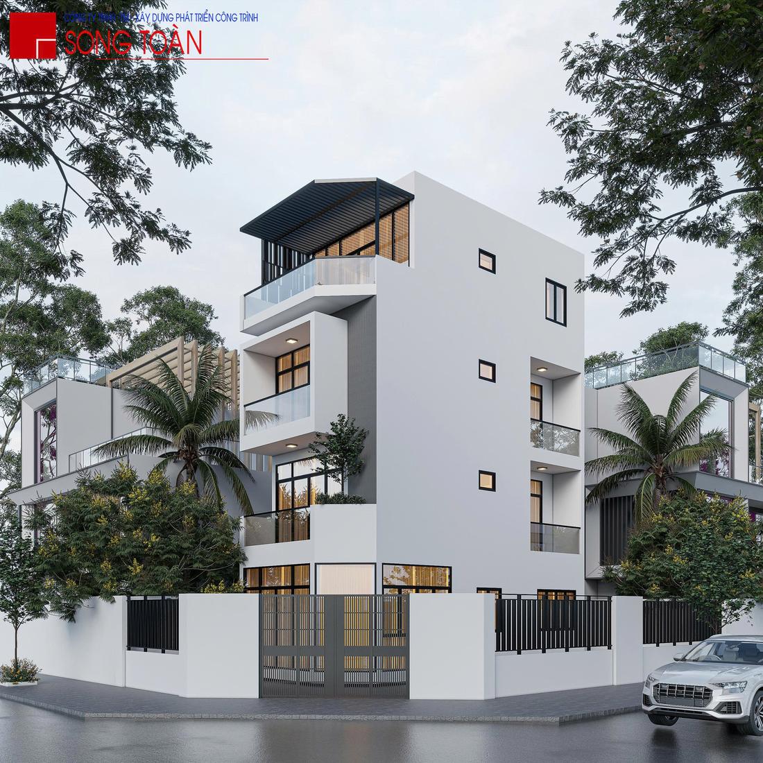 Mẫu nhà phố góc trắng hiện đại